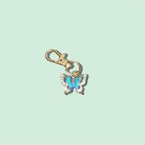 Gold and Blue Butterfly Keychain
